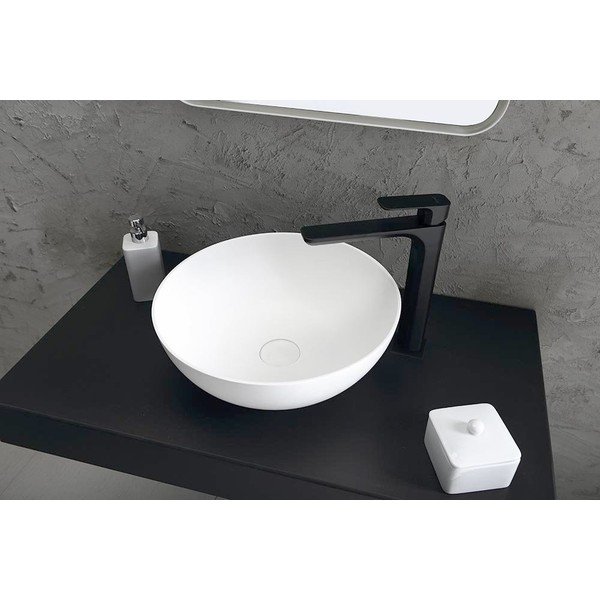 Matēti melns stāvošs jaucējkrāns izlietnei Spy – Sapho-image-2