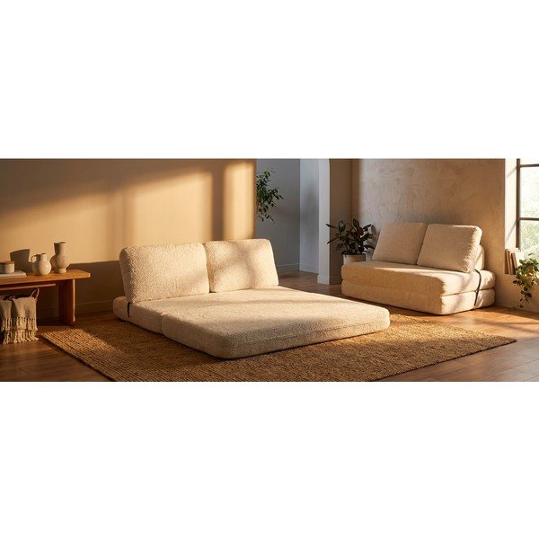 Balts salokāms dīvāns no buklē auduma 150 cm Faster – Mauro Ferretti-image-1