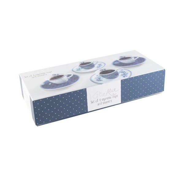 4 porcelāna espresso tasīšu komplekts ar apakštasītēm Creative Tops Vintage Indigo-image-4