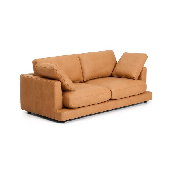 Brūns ādas dīvāns 210 cm Gala – Kave Home