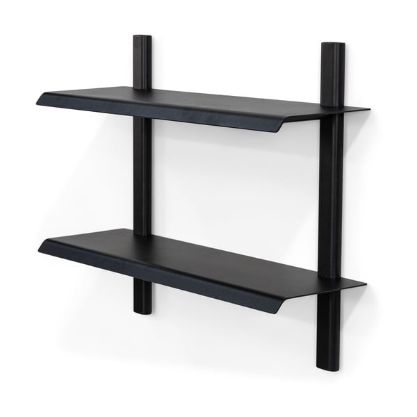 Melns daudzlīmeņu metāla sienas plaukts 60 cm Hola – Spinder Design-image-2