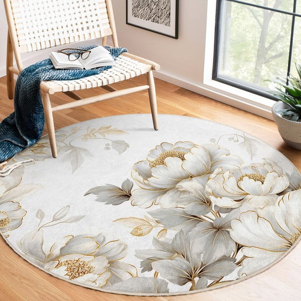 Gaiši pelēks/bēšs mazgājams apaļš paklājs ø 80 cm Soft and Gentle – Mila Home-image-1