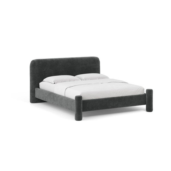 Tumši pelēka polsterēta divvietīga gulta ar redelēm 160x200 cm Vera – Micadoni 