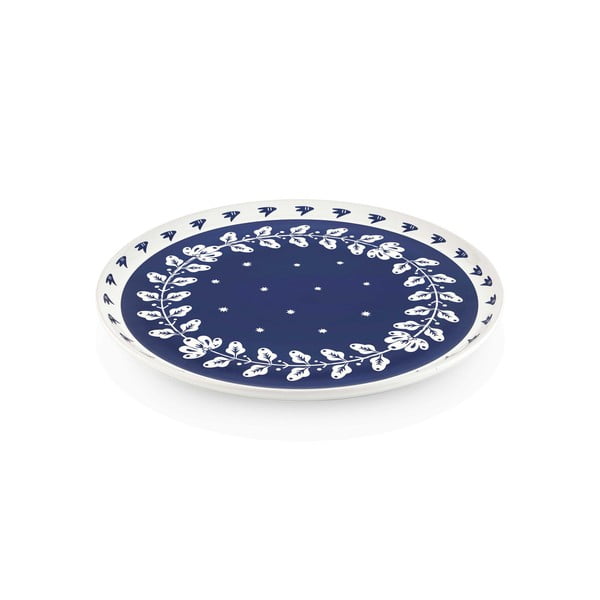 Zils un balts porcelāna servēšanas šķīvis Mia Bloom, ⌀ 30 cm
