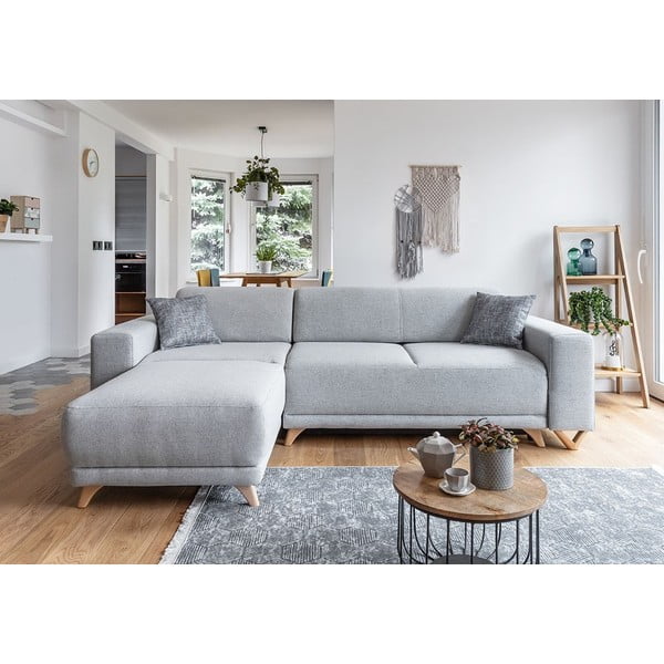 Gaiši pelēks salokāms/ar uzglabāšanas vietu stūra dīvāns Classy Sophie – Miuform-image-1