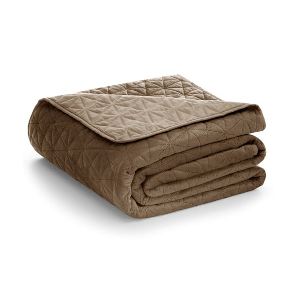 Gaiši brūns samta stepēts gultas pārklājs 240x260 cm Laila – Restilo