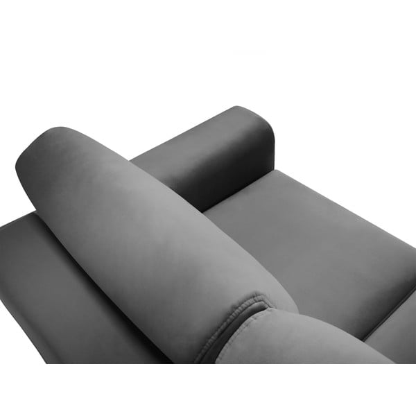 Gaiši pelēks samta salokāms dīvāns ar uzglabāšanas vietu 235 cm Kyoto – Cosmopolitan Design-image-4