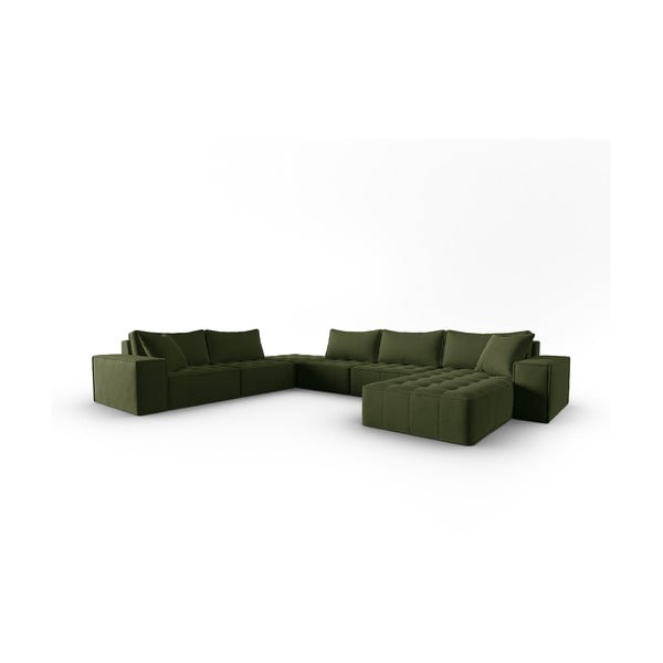 Zaļš stūra dīvāns (ar kreiso stūri/U veida) Mike – Micadoni Home