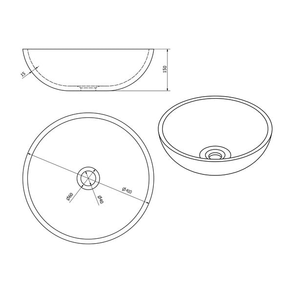 Tumši zila keramikas apaļa izlietne ø 41 cm Priori – Sapho-image-3