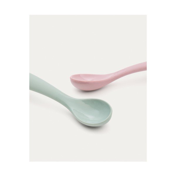 Rozā/tirkīzzilas plastmasas/silikona karotes bērniem (2 gab.) Lili – Kave Home-image-4