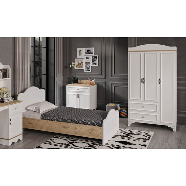 Balta/dabīga toņa vienvietīga gulta 90x190 cm Alessa – Kalune Design-image-2