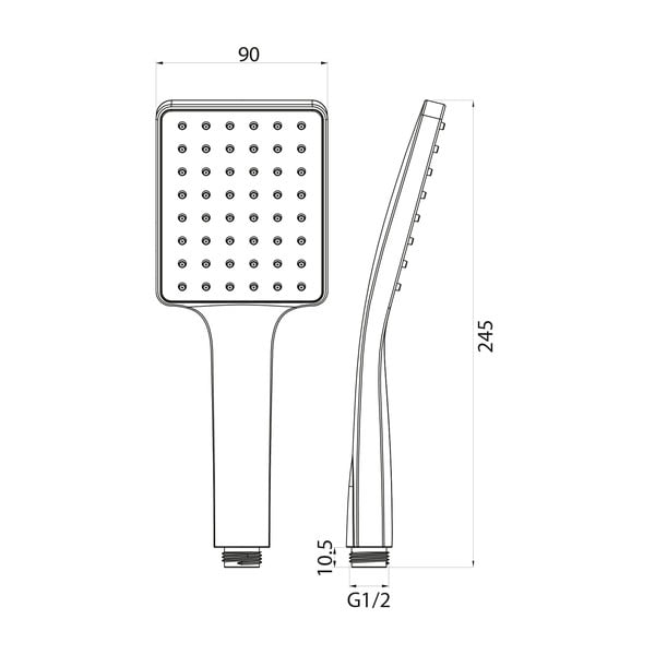 Spīdīgas sudraba krāsas plastmasas dušas galva – Sapho-image-1