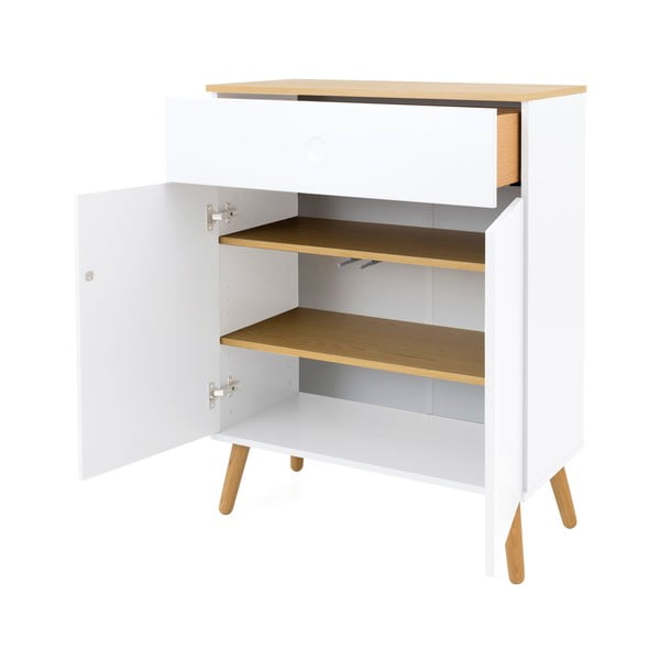 Balta kumode ar ozolkoka kājām Tenzo Dot, platums 79 cm-image-4