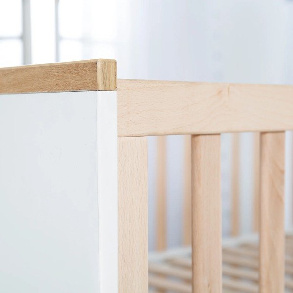 Balta/dabīga toņa dižskābarža masīvkoka bērnu gultiņa 70x140 cm Finn – Roba-image-2