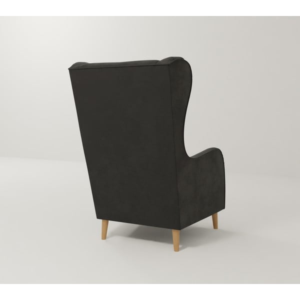 Tumši pelēks samta atpūtas krēsls ar atzveltni Carole – Ropez-image-2