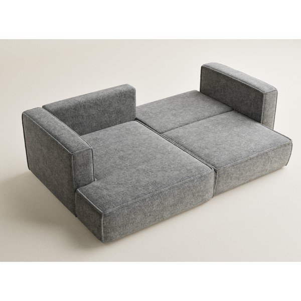 Pelēks salokāms stūra dīvāns no šenila auduma ar uzglabāšanas vietu (ar kreiso stūri/ar zvilni) Velto – Maison de Rêve-image-3