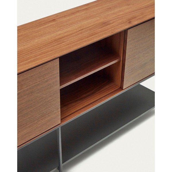 Dabīga toņa zema kumode ar riekstkoka imitāciju 195x80 cm Vedrana – Kave Home-image-3