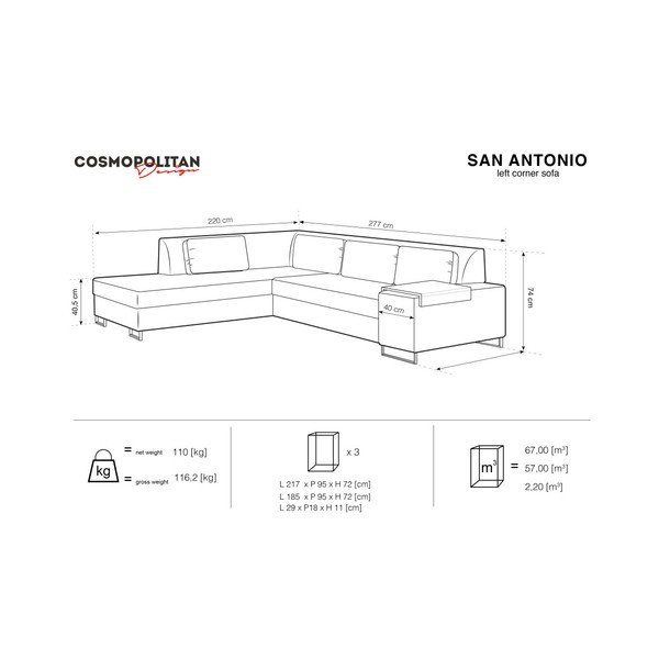 Tumši zils dīvāns gulta Cosmopolitan Design San Antonio, kreisais stūris-image-2