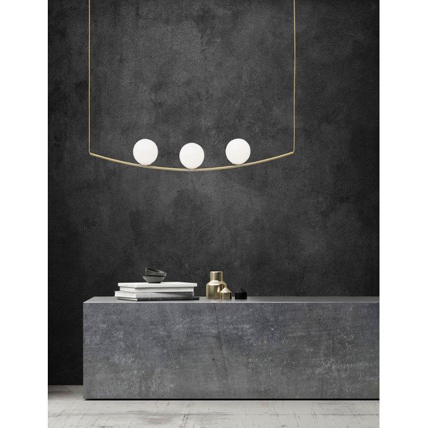 Balta/misiņa krāsas metāla piekaramā lampa ar stikla abažūru Vitton – Nova Luce-image-1