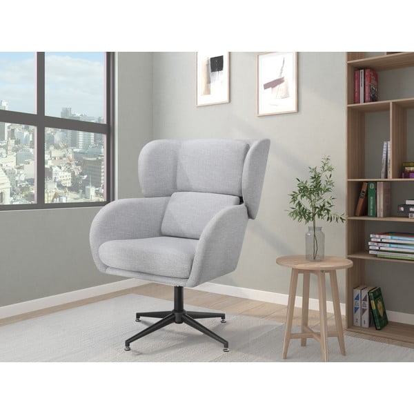 Gaiši pelēks samta atpūtas krēsls ar atzveltni Vanessa – Støraa-image-2