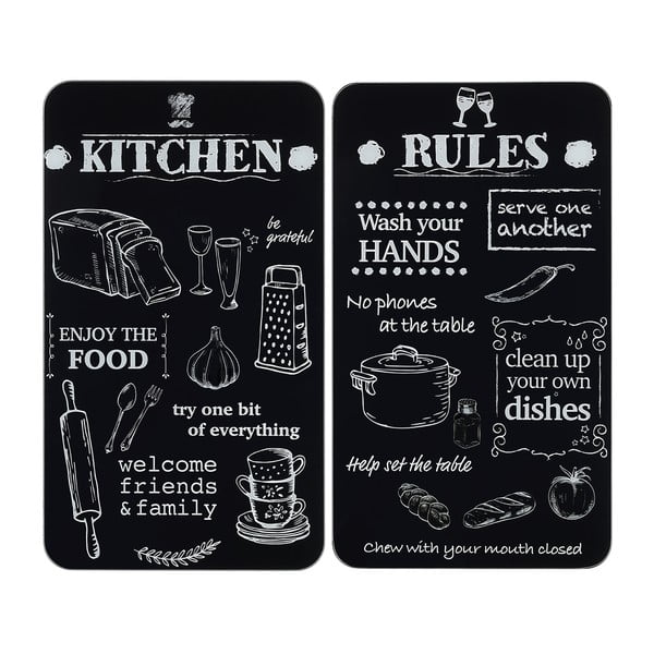 Rūdīta stikla plīts aizsargplāksnes (2 gab.) 52x30 cm Kitchen Rules – Maximex