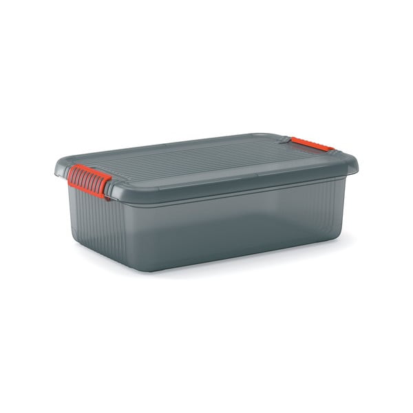 Pelēka plastmasas uzglabāšanas kaste ar vāku 59x39x18 cm K Latch Box – KIS