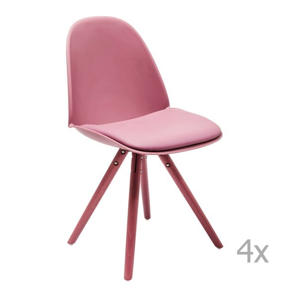 4 rozā ēdamistabas krēslu komplekts Kare Design CandyWorld