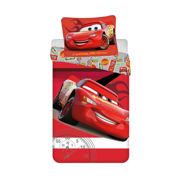Sarkana vienguļamā kokvilnas bērnu gultas veļa 140x200 cm Cars "Legend" – Jerry Fabrics