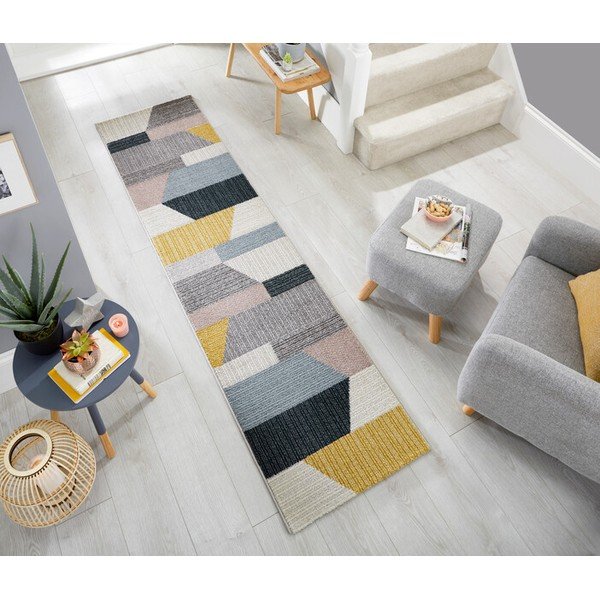 Pelēks un dzeltens paklājs Flair Rugs Barrio, 60 x 230 cm-image-1
