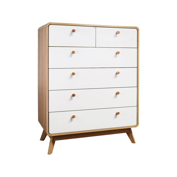 Balta/dabīga toņa augsta kumode ar ozolkoka imitāciju 81x104 cm Caitlin – Støraa-image-2