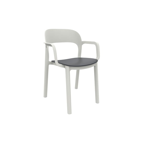 4 baltu dārza krēslu komplekts ar pelēku sēdekli un roku balstiem Resol Ona