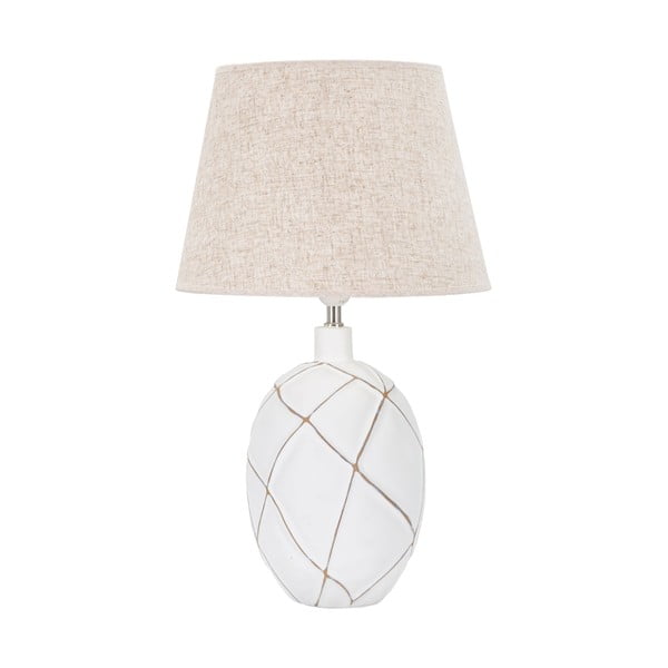 Balta/krēmkrāsas galda lampa ar auduma abažūru (augstums 60 cm) Lines – Mauro Ferretti