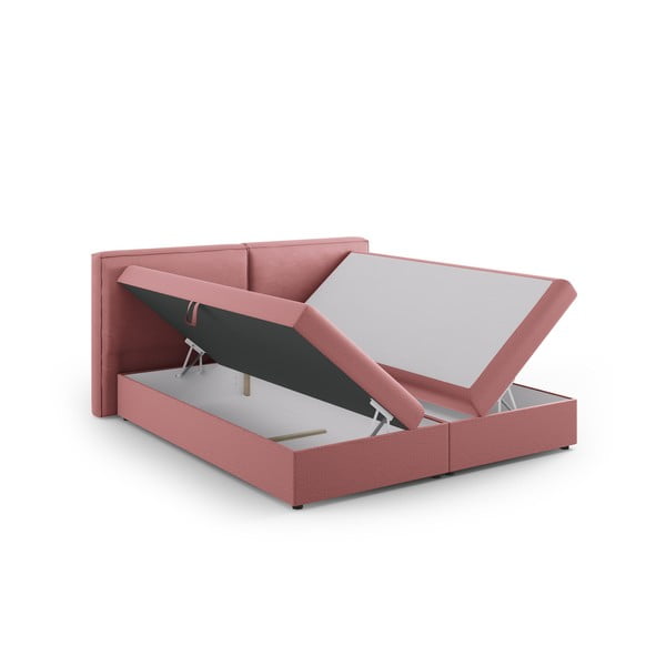 Rozā atsperu gulta ar veļas kasti 140x200 cm Arendal – Cosmopolitan Design-image-4