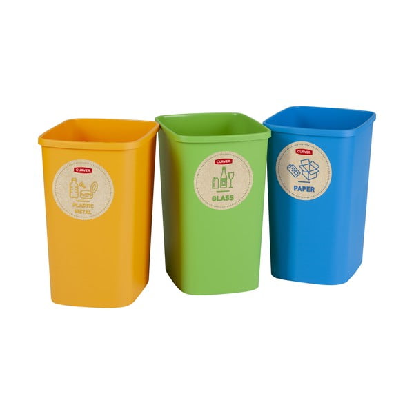 Atkritumu šķirošanas plastmasas atkritumu tvertnes (3 gab.) 9 l Eco – Curver