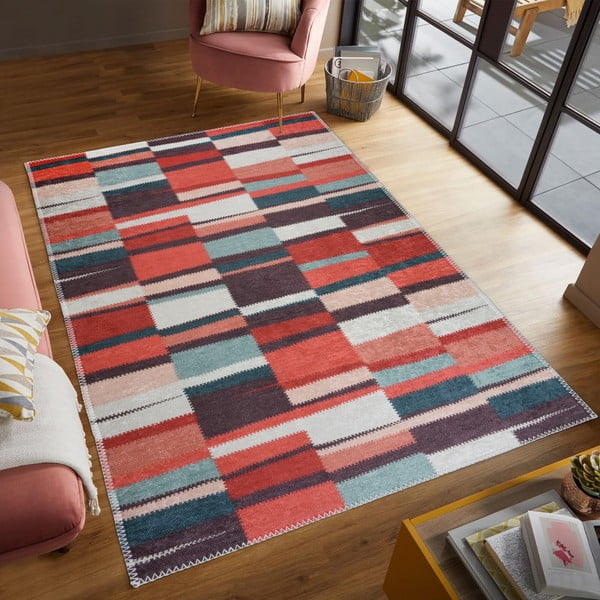 Sarkans mazgājams celiņa paklājs 80x200 cm Blocks of Fun – Vitaus-image-1