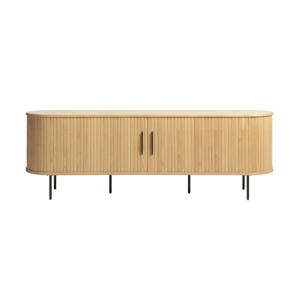 Dabīga toņa TV galdiņš ar ozolkoka imitāciju 56x180 cm Nola – Unique Furniture