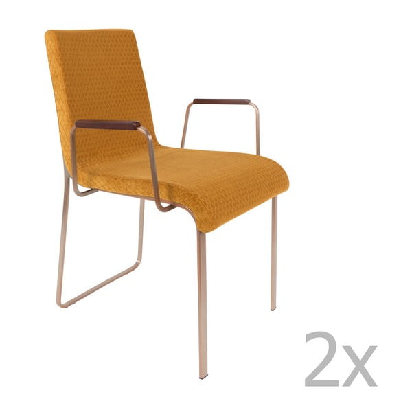 2 dzeltenu krēslu komplekts ar roku balstiem Dutchbone Fiore