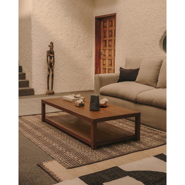 Dabīga toņa tīkkoka masīvkoka žurnālgaldiņš 70x150 cm Sashi – Kave Home-image-1