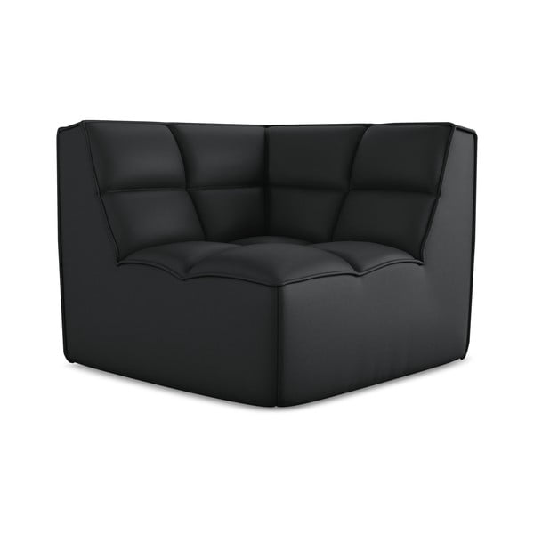 Melna modulārā dīvāna daļa no ādas imitācijas Kalai – Makamii-image-2