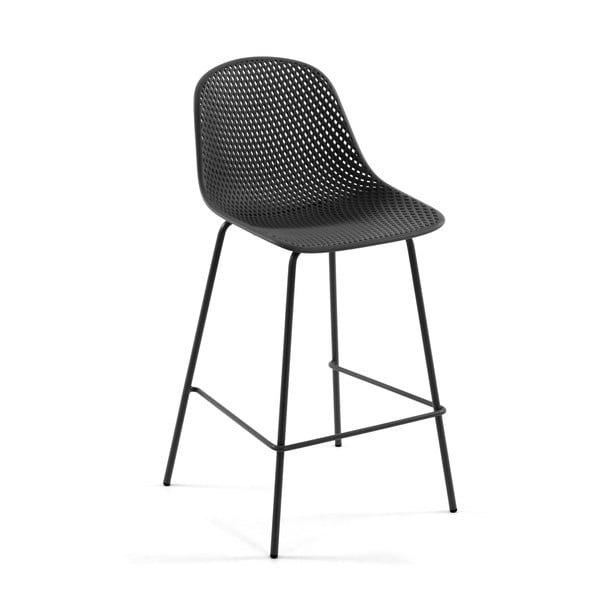 Antracīta pelēks metāla/plastmasas dārza bāra krēsls Quinby – Kave Home
