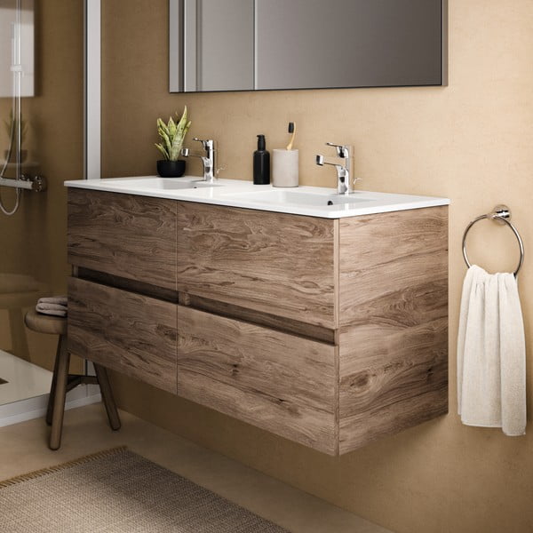 Dabīga toņa piekarams skapītis zem izlietnes ar riekstkoka imitāciju 120x55 cm Eurovit+ – Ideal Standard-image-4