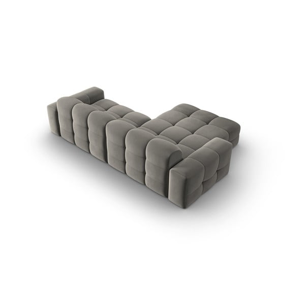 Pelēks samta stūra dīvāns (kreisais stūris) Kendal – Micadoni Home-image-4