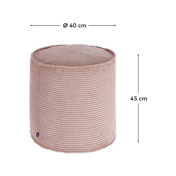 Rozā velveta pufs Wilma – Kave Home-image-3