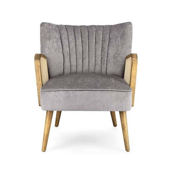 Pelēks samta atpūtas krēsls Virna – Bizzotto-image-2