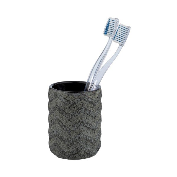 Tumši pelēka ar rokām apgleznota zobu birstes krūze Wenko Mantua-image-2