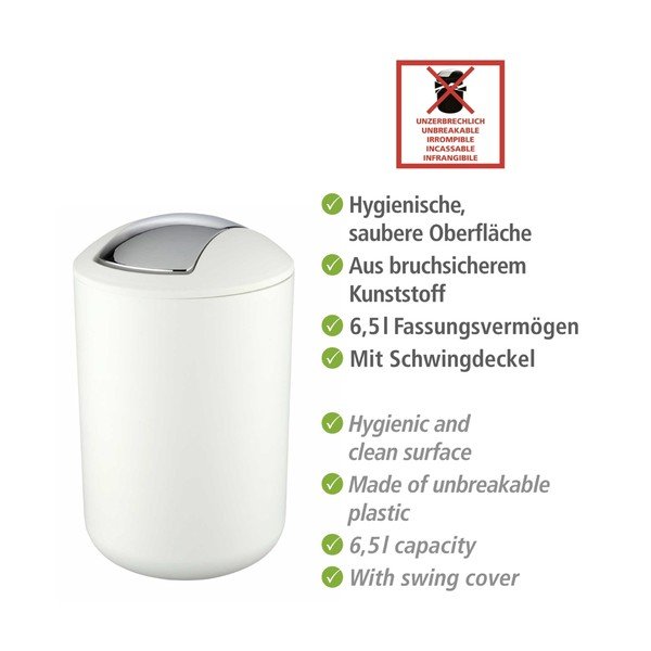 Balta plastmasas atkritumu tvertne 6,5 l Brasil – Wenko-image-3