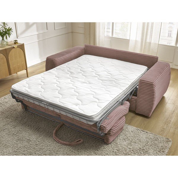 Rozā velveta salokāms dīvāns 240 cm Hugo – Bobochic Paris-image-1