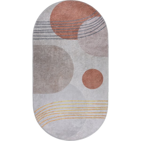 Oranžs/krēmkrāsas mazgājams paklājs 60x100 cm Oval – Vitaus