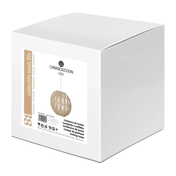 Dabīga toņa rotangpalmas griestu lampa ar rotangpalmas abažūru ø 37 cm Natural Way – Casa Selección-image-4