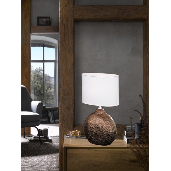 Balti brūna galda lampa Fischer & Honsel Foro, augstums 36 cm-image-3